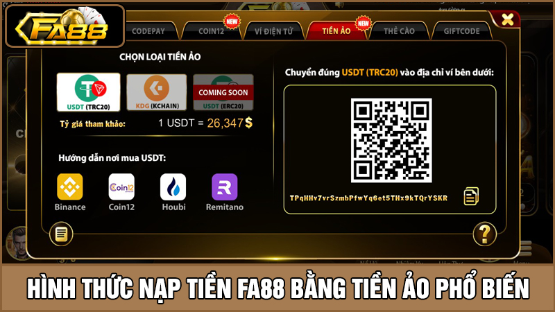 nạp tiền FA88 bằng tiền ảo 